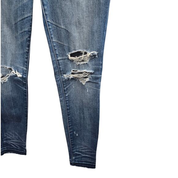 Madewell Jeans Women 27 Blue Skinny High Rise Stretch Destroyed Distressed Denim - Picture 6 of 13